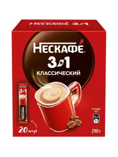 Кофе Nescafe 3 в 1 классический раств., шоу-бокс, 20штx14,5г