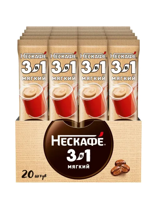 Кофе Nescafe 3 в 1 мягкий раств., шоу-бокс, 20штx14,5г