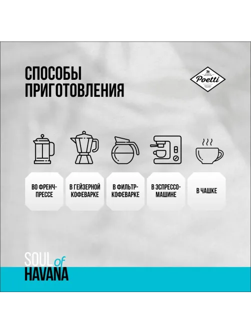 Кофе Poetti Soul of Havana в зернах, 800г