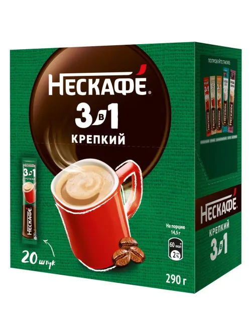 Кофе Nescafe 3 в 1 крепкий раств., шоу-бокс, 20штx14,5г