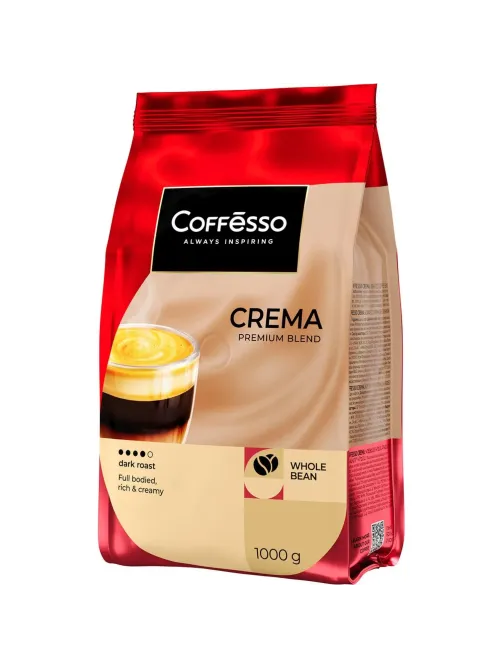 Кофе Coffesso Crema в зернах, Premium Blend,темная обжарка, 1кг 102486