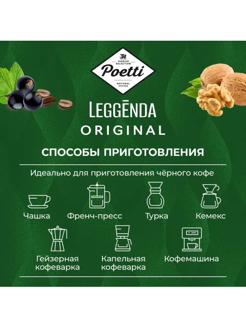 Кофе Poetti Leggenda Original в зернах, 1кг