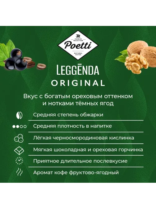 Кофе Poetti Leggenda Original в зернах, 1кг