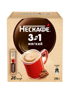 Кофе Nescafe 3 в 1 мягкий раств., шоу-бокс, 20штx14,5г