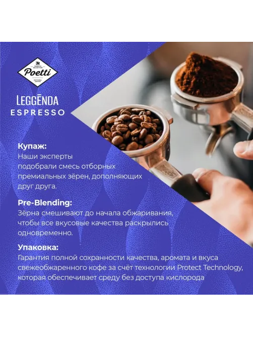 Кофе Poetti Leggenda Espresso в зернах, 1кг