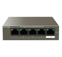 Коммутатор IP COM 4 порта  802.3at (PoE+) 5 портов 10/100 1000 М/сек