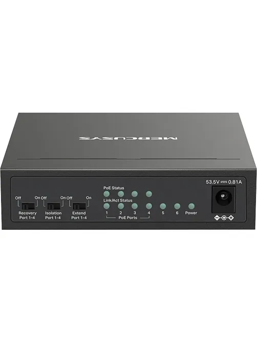 Коммутатор Mercusys MS106LP (L2) 6x100Мбит/с 4PoE+ 40W неуправляемый
