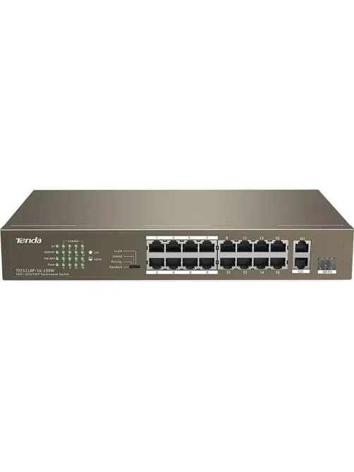 Коммутатор Tenda TEF1118P-16-150W PoE (130W) SFPx1 L2