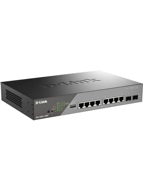 Коммутатор D-Link DSS-200G-10MP/A1A, L2 8x1000Base-T PoE и 2xSFP