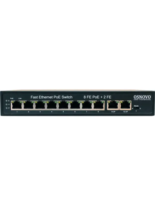 Коммутатор Osnovo SW-21000(120W) (L2) 10x100Мбит/с 8PoE 120W неуправляемый