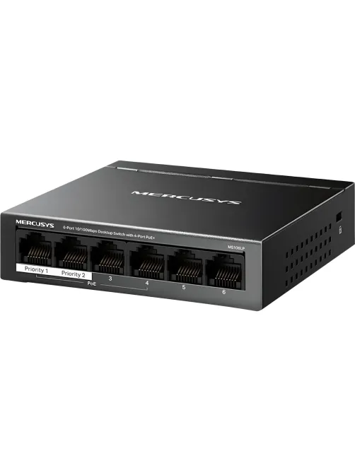 Коммутатор Mercusys MS106LP (L2) 6x100Мбит/с 4PoE+ 40W неуправляемый