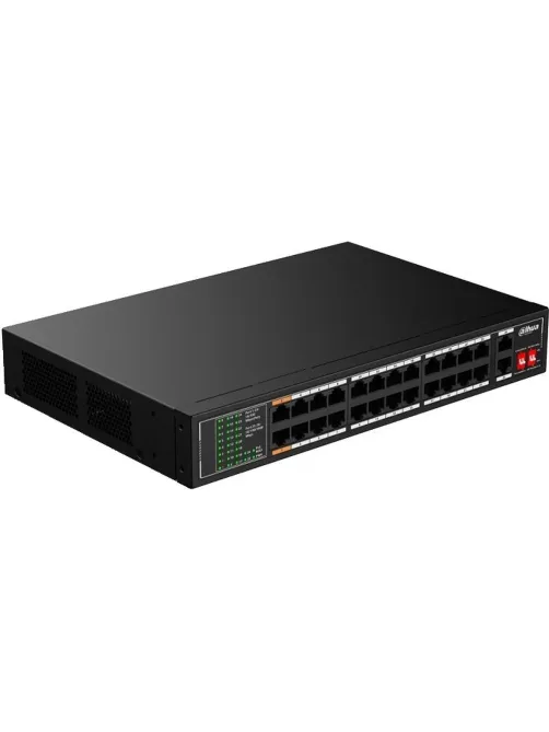 Коммутатор DAHUA (DH-SF1026LP) 24xRJ45 100Mb PoE, 2xRJ45 1Gb