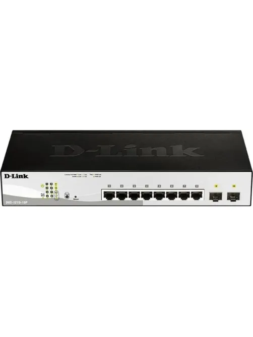 Коммутатор D-Link DGS-1210-10MP/F3A, L2 8x10/100/1000Base-T PoE и 2xSFP
