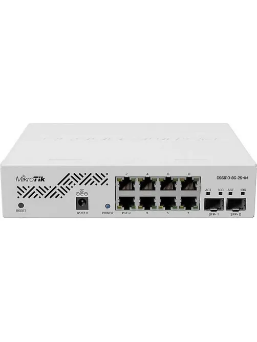 Коммутатор MikroTik CSS610-8G-2S+IN Cloud Smart Switch 8x1Gbit 2SFP+ наст