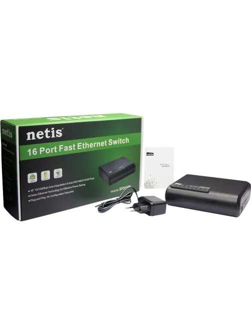 Коммутатор Netis ST3116P неуправляемый, 16-портовый, 100 Мбит/с