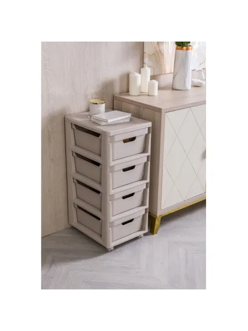 Комод BP_на колесах LUXE, 4 ящика, 300х385х690 мм (Светло-бежевый)