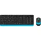 Набор клавиатура+мышь A4Tech Fstyler FG1010 кл:черн/син м:черн/син USB WLS