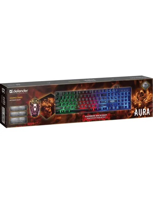Набор клавиатура+мышь Defender +коврик Aura MKP-117 RU,Light игров. (52117)