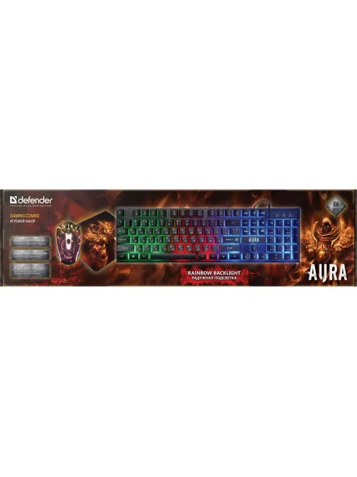 Набор клавиатура+мышь Defender +коврик Aura MKP-117 RU,Light игров. (52117)