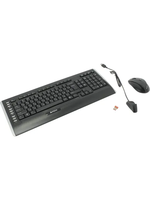 Набор клавиатура+мышь A4 9300F клав:черный мышь:черный USB беспроводная