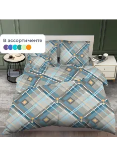 Постельное белье 1,5сп бязь 125гр/м2 цветная (нав.50х70-1шт) микс