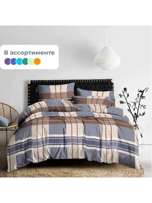 Постельное белье 1,5сп полисатин 80г/м2 (нав.60х60 1 шт.), ассорти