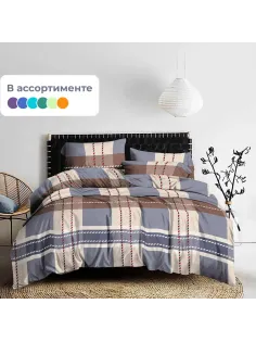 Постельное белье 1,5сп полисатин 80г/м2 (нав.50х70 1 шт.), ассорти