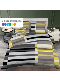 Постельное белье 1,5сп бязь 145гр/м2 цветная (нав.50х70-1шт) микс