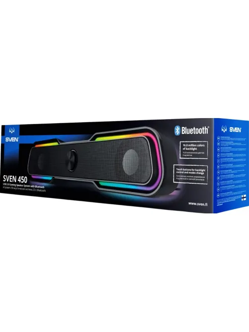 Колонки 2.0 Sven АС SVEN 450, черный, 10Вт, питание USB, BT (SV-020958)