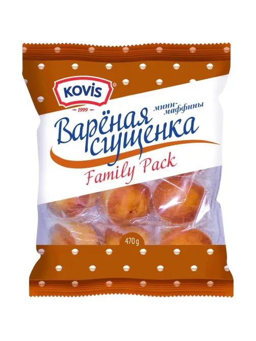 Кекс Мини-маффины Kovis с кремом вареная сгущенка, 470гx6шт/уп