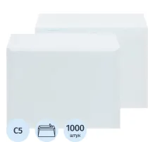 Конверт белый С5 стрип 162х229 80г КОМУС 1000шт/ уп