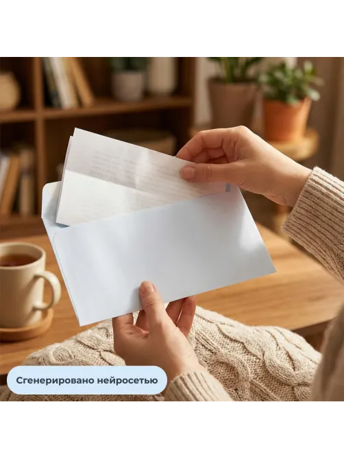 Конверт белый E65 стрип 110х220 80г КОМУС 1000шт/ уп