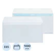 Конверт белый E65 стрип 110х220 80г КОМУС 1000шт/ уп