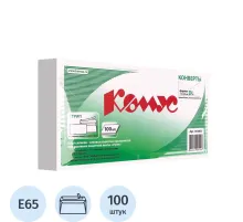 Конверт белый E65 стрип 110х220 80г КОМУС 100шт/уп 12уп/кор