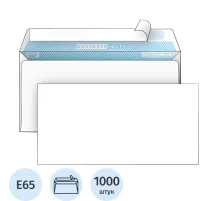 Конверт белый E65 стрип BusinessPost 110х220 1000шт/уп/1876