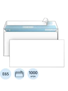 Конверт белый E65 стрип BusinessPost 110х220 1000шт/уп/1876