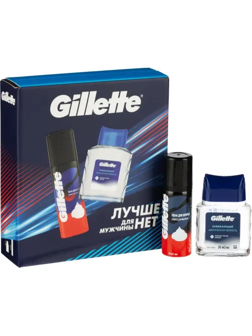 Подарочный набор GILLETTE Лосьон п/бритья Осв50мл+Пена д/бритья Классич50мл