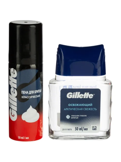 Подарочный набор GILLETTE Лосьон п/бритья Осв50мл+Пена д/бритья Классич50мл