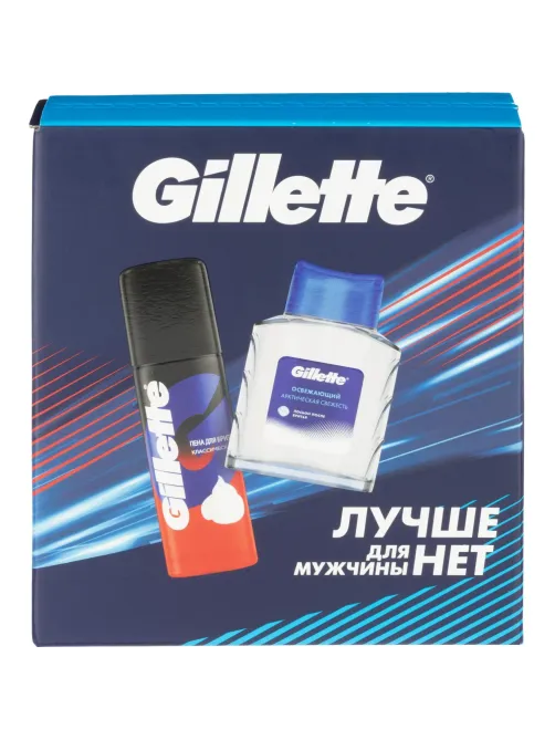 Подарочный набор GILLETTE Лосьон п/бритья Осв50мл+Пена д/бритья Классич50мл