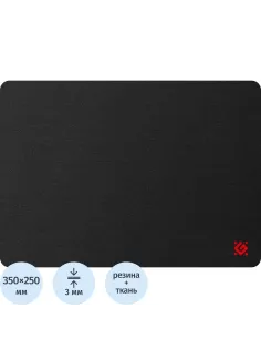 Коврик для мыши Defender Black S 250x350x3 мм, игровой ткань+резина (50017)