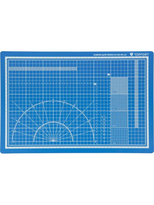 Коврик для резки Topfort 5ти-слойный А3 (45х30см),2х-сторонний,синий