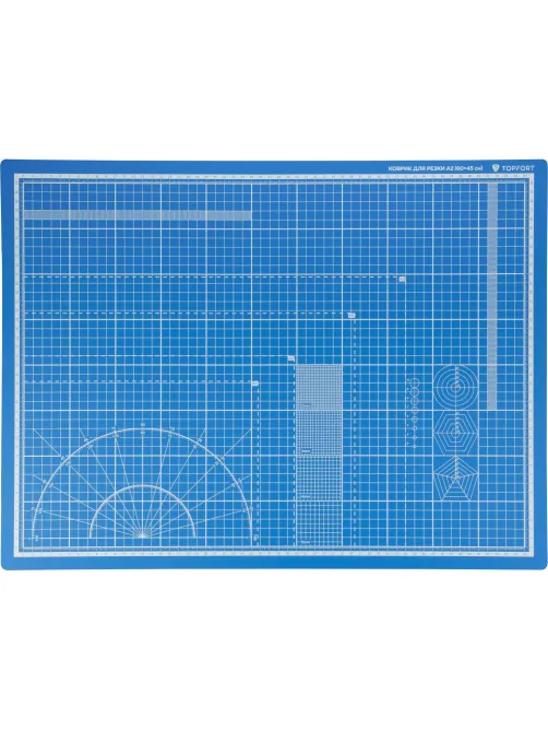 Коврик для резки Topfort 5ти-слойный А2 (60х45см),2х-сторонний,синий