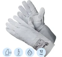 Краги спилковые пятипалые Gward Extra XY251 серые без подкл (12 пар/уп)