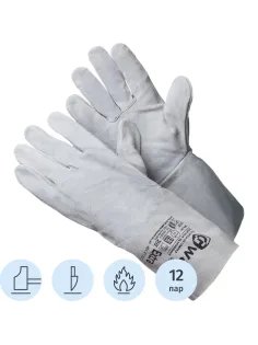 Краги спилковые пятипалые Gward Extra XY251 серые без подкл (12 пар/уп)