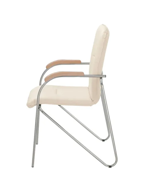 Конференц-кресло UA_EChair SAMBA Chrome к/з бежев./бук (V-18 1.007)