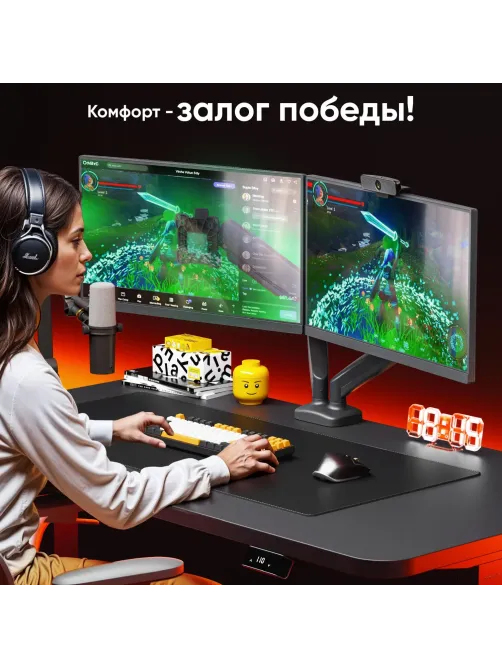 Кронштейн Onkron G160, TV 13-32, для 2-ух мон, газлифт, настольный, чер