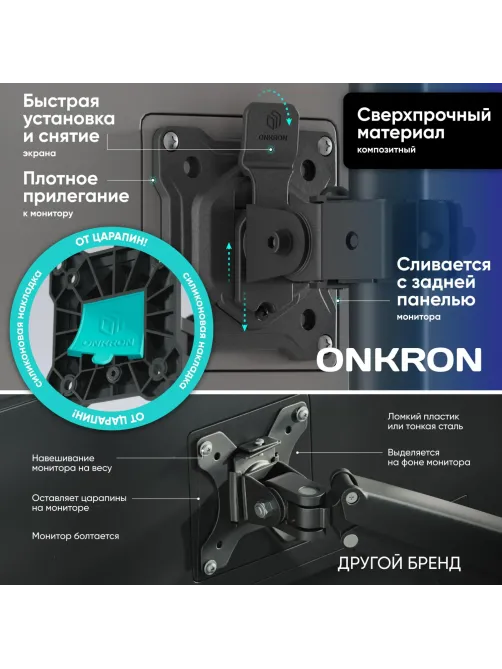 Кронштейн настольный для одного монитора ONKRON D101E, 13-34, черный