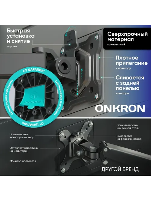 Кронштейн настольный для одного монитора ONKRON D121E, 13-34, черный