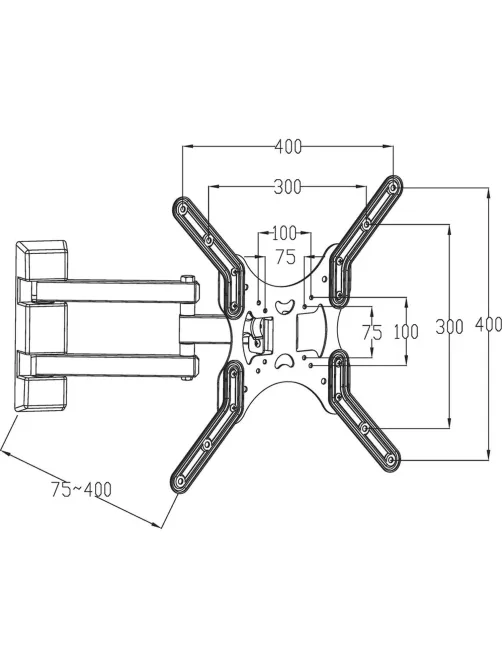 Кронштейн Digis 23-55, 2 колена, VESA макс. 400x400мм, до 35кг, DSM-8043