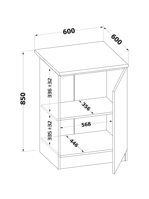 Шкаф Сокол напольный ТК-06 600x600x850 Дуб Сонома